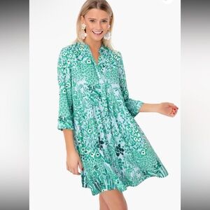 TUCKERNUCK Wildflower Silk Royal Shirt Dress Size X-Small
